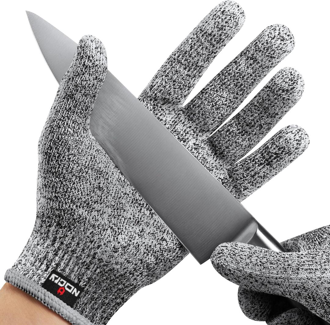 NoCry Premium Cut Resistant Gloves Food Grade  Level 5 Protection; Ambidextrous; Machine Washable; Superior Comfort and Dexterity; Lightweight; Complimentary eBook (Medium, Original (Grey))