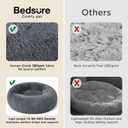 Bedsure Calming Dog Bed for Small Medium Dogs - Donut Washable Medium Pet Bed, 27 inches Anti-Slip Round Fluffy Plush Faux Fur Cat Bed, Dark Grey