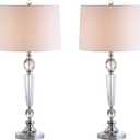 JONATHAN Y JYL2048A-SET2 Set of 2 Table Lamps Emma 29.5" Crystal LED Table Lamp Modern Contemporary Bedside Desk Nightstand Lamp for Bedroom Living Room Office College Bookcase, Clear