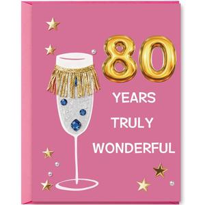 4 x OJsensai Happy 80th Birthday Card Gifts for Women，80 Year Old birthday Decorations for Mom Wife Grandma,Funny 80th Bday Gift With Pink Envelope for Her
