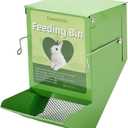 Metal Small Animal Feeder with Lid, Heavy Duty, Large Capacity Food Dispenser, Great for Rabbits, Guinea Pigs, Chinchillas and Other Small Animals. (4.6 inch, Green)