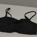 Comper Women's Sports Bra with Thin Straps Stretchy Wirefree Workout Bras Lightweight Workouts Bralette with Removable Pads (Large, Black)