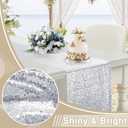 RUDONG M 2 Pack Silver Sequin Table Runner 12 x 108 Inch, Rectangle Glitter Table Runner Dining Table Centerpiece Decorations for Weddings, Banquet, Holiday, Birthday Party