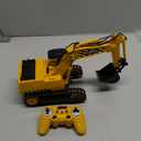 DOUBLE E Remote Control Excavator Toy, 2*Batteries 2.4GHz RC Excavator, 6-in-1 Digging/360 Rotation, 20M Range Sandbox Construction Toys Birthday Gift for Boys/Kids 6+ Years