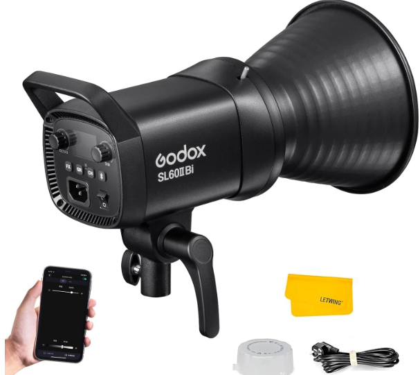 Godox SL60IIBi Bi-Color LED Video Light 75W, 2800K-6500K, CRI96+ TLCI97+, 25100Lux@1m, Bowens Mount LED Continuous Output Light w/11 FX Effects, APP/2.4G Wireless Control, Dimmiable Brightness