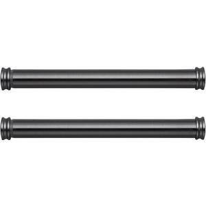 MODE Premium Collection Side Mount 1 1/8" Diameter Curtain Rod Set of Two with Graphite End Cap Finials and Steel Wall Mounted 12 to 20 Adjustable Curtain Rods, Graphite (Fits 12"-20" wide windows)