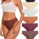 Medaling High Waisted Seamless Thongs for Women No Show Thong Breathable Panties Comfortable Underwear 5 Pack (A, Small)