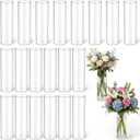 Molain 20 Pcs Plastic Small Cylinder Vases, 7" Tall x 2.1" Diameter Cylinder Vase for Centerpieces MultiUse Flower Vase Bulk Small Clear Flower Container for Wedding Bridal Shower Birthday Living Room