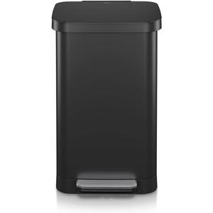 Glad Stainless Steel Step Trash Can, Series 2 with Clorox Protection - Large Black Kitchen Garbage Bin with Soft Close Lid, Foot Pedal and Waste Bag Roll Holder, 20 Gallon