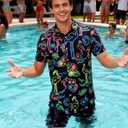 uideazone Mens Funny Hawaiian Shirts 3D Graphic Button Down Short Sleeve Tropical Holiday Beach Aloha Shirt (Large, Flamingo Hibiscus)