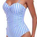 One Piece Swimsuit for Women Tummy Control Push Up 1 Piece Bathing Suits Ruched Swimwear Adjustable Straps Monokini (XL)