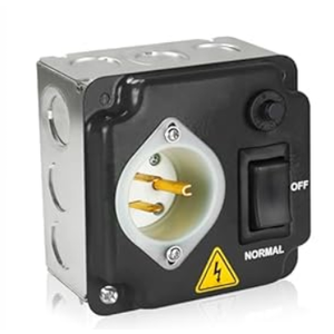 Interruptores de Transferencia para Generadores 20 A 120V,Suitable for Any Generator Type, Neutral generators, and Solar Systems, for Indoor, Outdoor, and RV use (Black)