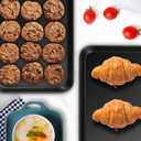 Herogo Baking Sheet Pan Set, 96.71 Inch Nonstick Carbon Steel Cookie Sheet Bakeware Set for Oven, Multipurpose Kitchen Cookware 2 Pack, Non Toxic & Heavy Duty & Easy Clean-Small (Matte Black)