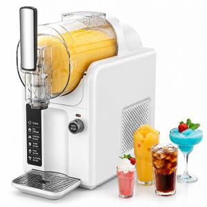 Slushie Machine for Home,No Ice Needed Slushy Machine & Frozen Drink Machine,6 Presets,Real-Time Temp Display,Auto-Clean Slushy Maker Machine for Margaritas,Frappes, Milkshakes,Party Size (White)