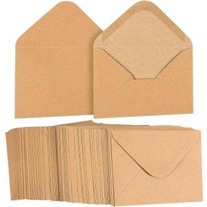 Juvale Craft Envelope A2 - A2 Brown Envelopes, 4 3/8 x 5 3/4 In, 100 Pack, Pointed V-Flap - Water-Activated Seal & Tear-Resistant - Wedding Invitations, Baby Shower & Party Cards & Photos