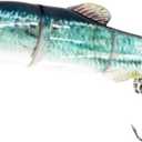 2 x REAL FISH 6.5" The Intruder Multi Jointed Swimbait Bass Fishing Lure Bait Hard Slow Fast Sinking Life Like Gizzard Shad Minnow Bluegill Floating Slow Sinking (1) (BLUEBACK HERRING)