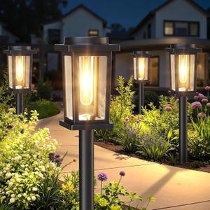 Melunar Solar Pathway Lights Outdoor, 8 Pack Solar Powered Garden Lights Waterproof, Auto On/Off Outdoor Landscape Lights for Patio, Walkway, Driveway, Lawn, Pool Decor (Warm White)