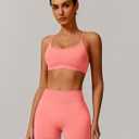 ABOCIW Womens Seamless Workout Sets Backless Sports Bra Scrunch Butt High Waist Gym Shorts 2 Piece Outfits (Pink, XS)