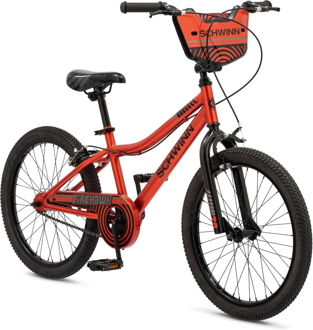 Schwinn Firehawk or Scorch Bike, 16 or 20 Inch Bike for Kids Ages 3-13, with Training Wheels or Adjustable Seat, Rear Coaster Brake & Front or Front & Rear Hand Brake, for Girls & Boys