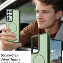 Rayboen for Magnetic Samsung Galaxy S21 Ultra Case 5G, [Compatible with Magsafe] Frosted Skin-Feel Solid Dual-Tone Panel with Soft Edge, Protective Slim Fit Phone Cover for S21 Ultra, Matte Green