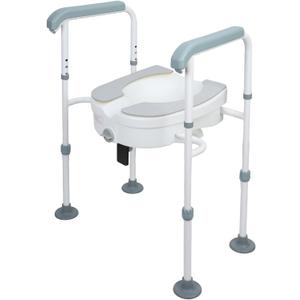 Raised Toilet Seat with Handles for Elderly, Toilet Seat Risers for Seniors with Adjustable Padded Arm, Elevated Toilet Safety Seat for Standard or Elongated Commode, 220lbs Load 1 Set