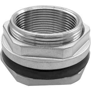 304 Stainless Steel Bulkhead Water Tank Fitting 2" Female Thread Compression Bulkhead Adapter Thru-bulk Connector with Gasket for Bathtub and Sink