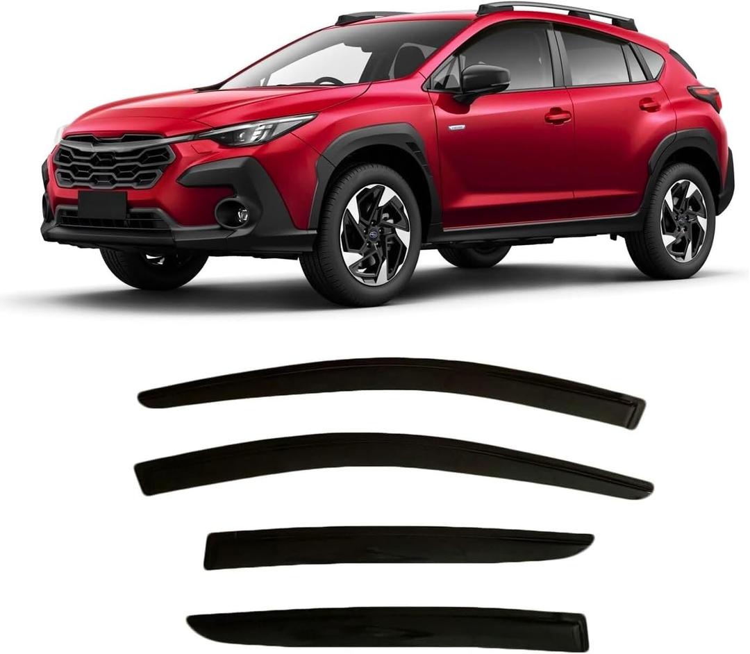 2024-2025 Tape-On Side Window Deflector Visors for Subaru Crosstrek & for Subaru Impreza Smoke Tinted Rain Guards Base Premium Sport Limited RS (For Subaru Crosstrek & for Impreza 2024-2025)