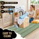 OLANLY Thick Bathroom Runner Rugs 47x24, Extra Absorbent Chenille Striped Bath Rugs, Rubber Backing, Machine Wash Dry, Long Bath Mats for Bathroom, Tub and Shower, Home Decor Accessories, Sage Green