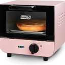 Dash Mini Toaster Oven - Sleek & Stylish - For Creative Homemade Treats - Compact, Space-Saving Design - adjustable temperature dial - Removable Baking Tray - Pink