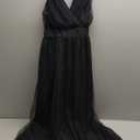 Long Black Formal Dresses for Women Gowns Evening Party Cocktail Dress,Split Elegant V Neck Wrap Ruffle Wedding Guest Dresses (X-Large)