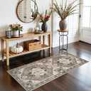 Washable Hallway 2x5 Rug Runner - Boho Vintage Kitchen Runners Stain Resistant Carpet Ultra Thin Soft Rugs for Living Room Bedroom Non-Slip Rubber Backing Floor Mat for Bathroom Entryway(Beige,2x5)