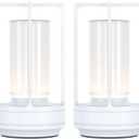 Portable Metal Table Lamp for Indoor/Outdoor ,Rechargeable Cordless LED Lamp, 3-Colour Infinitely Dimming Battery Powered Small Desk Lamp, Restaurant/Bedroom/Bar/Coffee/Camping Light (White Set of 2)