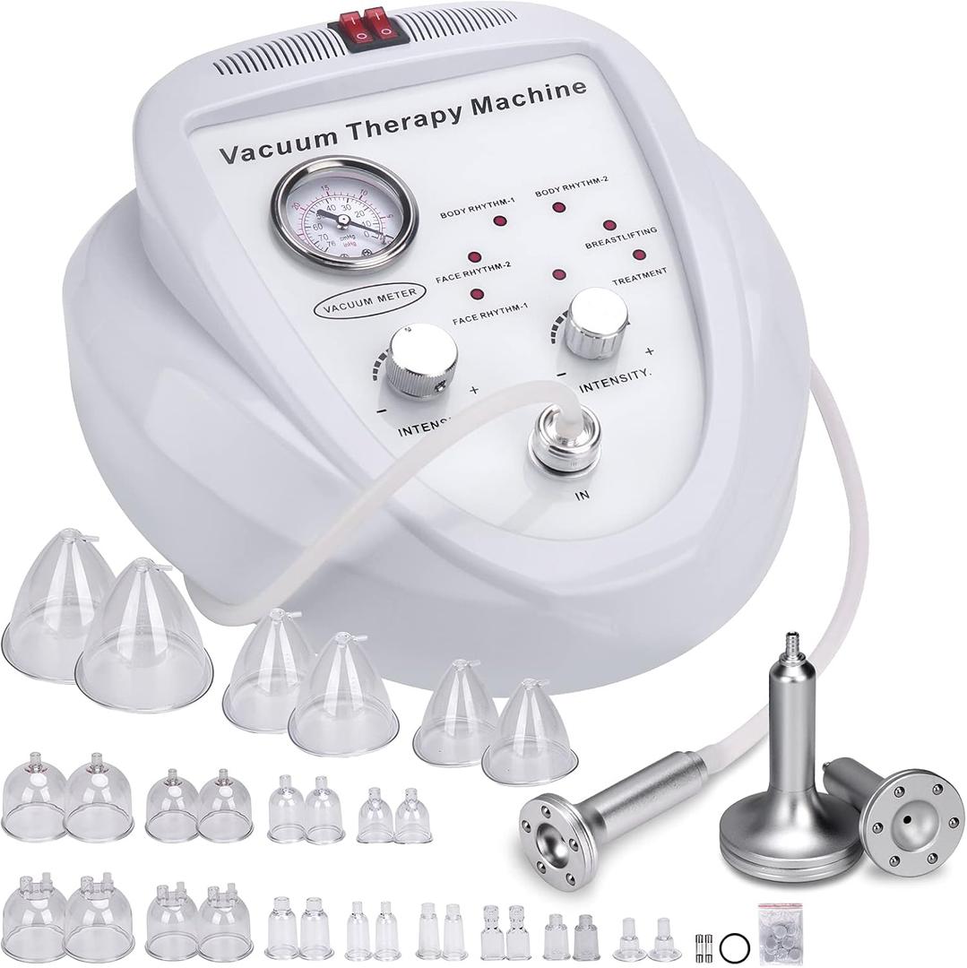Titoe Vacuum Therapy Machine Multifunctional 0-75cmHg Cupping Cups Machine 6 Mode Adjustable Suction Vacuum Machine with 30 Cups and 3 Pumps