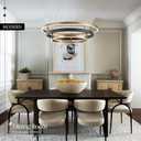 3 Ring LED Chandelier Black Gold Chandelier Light Fixture Dimmable Round Foyer Chandeliers Modern Circular Chandeliers Light for Dining Room Entry Bedroom Office Living Room 24in