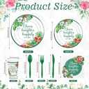 350 Pcs Tropical Wedding Bridal Shower Paper Plate Palm leaf Napkin Cup Hibiscus flower Disposable Tableware Set With Knives Fork Cheers to Love Bachelorette Party Favor for 50 Guest