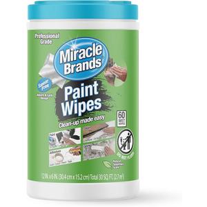 MiracleWipes for Paint Prep & Cleanup, Remove Tough Grime Build-Up, Wet Paint, Caulking, Epoxy, Colorant, and more from Hands, Surfaces, & Tools - 60 Count