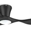 ocioc 42 inch Ceiling Fans with Lights and Remote, Dimmable Ceiling Fans with Reversible Quiet DC Motor, Flush Mount, 3CCT, Black Ceiling Fan for Bedroom Living Room Indoor/Outdoor