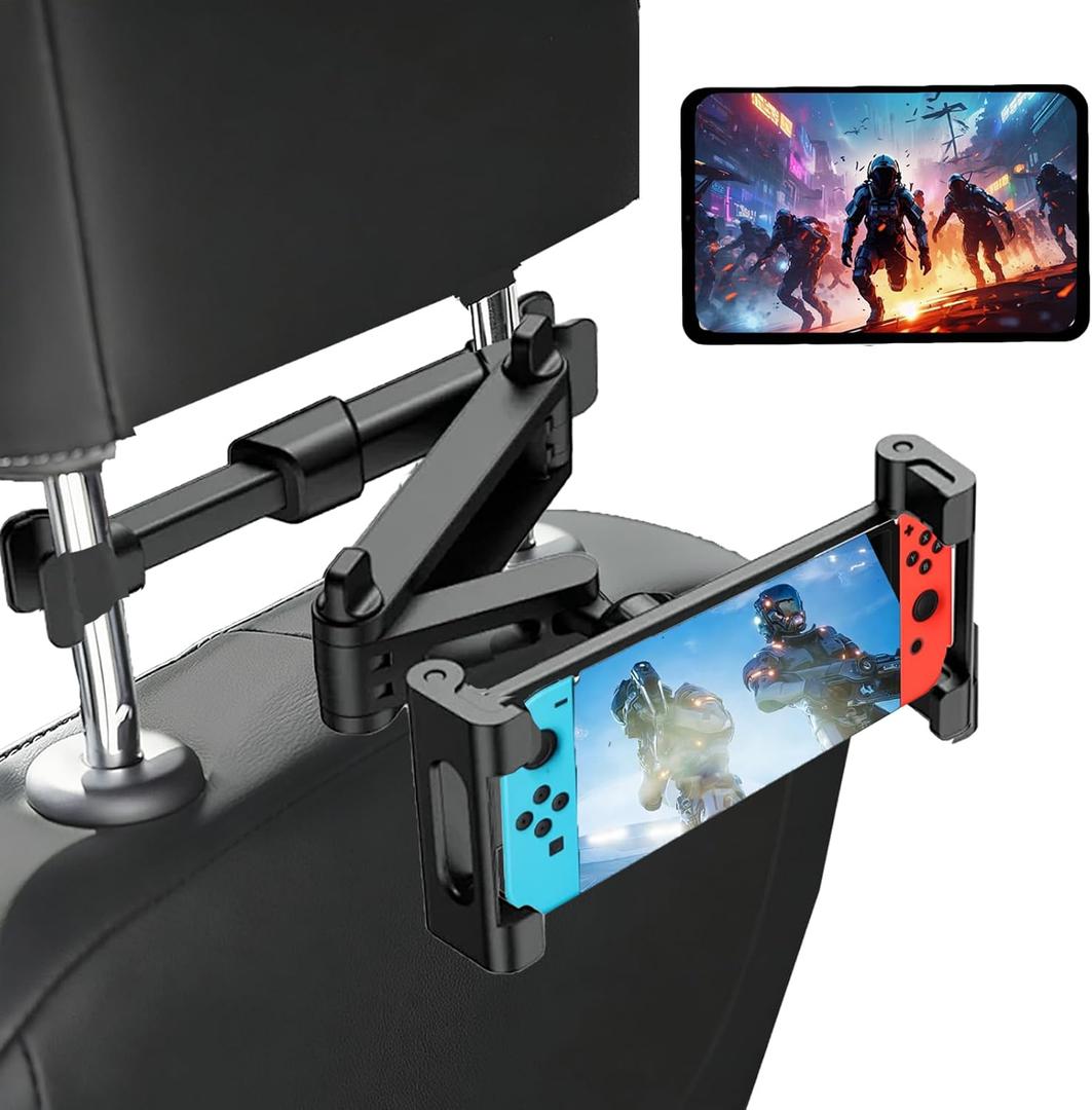 Headrest Tablet Holder for Car, Adjustable Extendable Back Seat iPad Mount Holder,Universal Long Arm Stand for Kids Travel, Compatible with iPad Pro/Air/Mini, Samsung Tablets,6.0-10.3" Tablets (1Pack)
