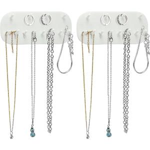 2 Pcs Necklace Holder Wall Mounted, Jewelry Organizer Hanging with 12 Hooks for Necklaces, Chains, Rings, Bracelets