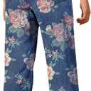 SANGTREE Girls Printed Jeans Baggy Jeans Elastic Waist Casual Wide Leg Denim Pants 6-14 Years (9-10 Years)