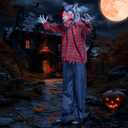 Moonflor 78" Halloween Animatronics, Sound Activated Animated Halloween Decorations Werewolf with LED Eyes and Creepy Sound, Life Size Animatronic Halloween Decorations for Haunted House Decor