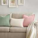Mecatny Corduroy Summer Throw Pillow Covers 22x22 Set of 2, Neutral Decorative Soft Boho Couch Pillow Covers with Broadside for Sofa Living Room, Sage Green