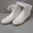 DREAM PAIRS Women's Square Toe Cowboy Cowgirl Boots Pull On Low Chunky Heel Mid Calf Western Boots with Embroidered Stitched for Theme Party Country Concert (9, White)