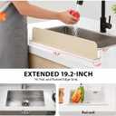 Silicone Sink Splash Guard, 19 Inch Faucet Baffle with Suction Cups, Ivory, for Kitchen Countertop and Bathroom Backsplash