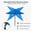 10FT Patio Umbrella 3 Tiers Outdoor Market Umbrella w/Push Button Tilt, Crank, UV and Waterproof Table Umbrella for Garden, Pool, Backyard, Deck, Lawn, Royal Blue