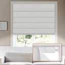 No Tools No Drill Roman Shades, Cordless Blackout Roman Blinds for Windows, Room Darkening Window Shades, Smooth Push & Pull, Easy to Install, White, 27" W 64" H