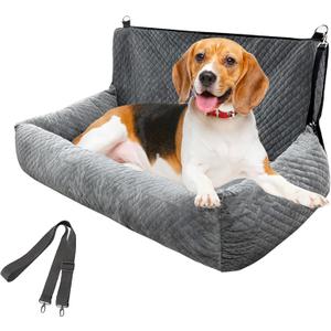 Auto Care Dog Car Seat, Fully Removable and Washable Cover, Easy to Assemble, Memory Foam Filled Comfort Pad, Durable Anti Slip Bottom (Gray)