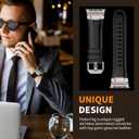 Leather Bands Compatible with Apple Watch Ultra 3/2/1 Band 49mm 46mm 45mm 44mm 42mm, Genuine Leather Metal Connector Strap for iWatch Ultra Series 11/10/9/8/7/SE/6/5/4/3/2/1, Black/Titanium