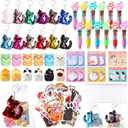 Nosiny 108 Pcs Cat Themed Party Favors Birthday Decorations Include Cat 4 in 1 Ballpoint Pens Keychain Sticky Note Resin Figurines Stickers Organza Bags for Goodies Bags Stuff Rewards