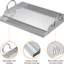 Onlyfire Universal Stainless Steel Griddle for Most BBQ Grills with Removable Handles, 18"x12.5"